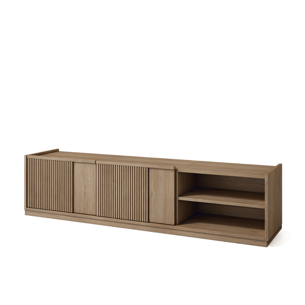 Mueble TV de diseño Combinado Liso-Rayado Acabado Madera