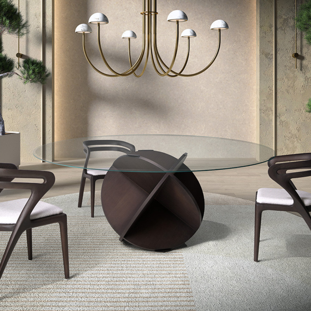 Mesa de Comedor Modelo NC-DSRTRS FIX GLASS Tapa de Cristal