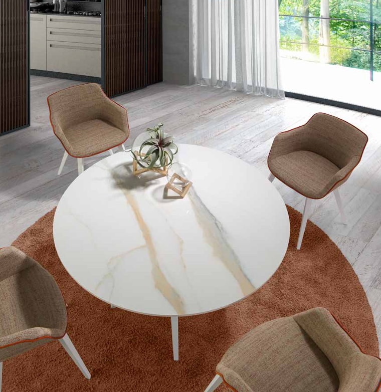 Mesa de Comedor Redonda Tapa Porcelánico