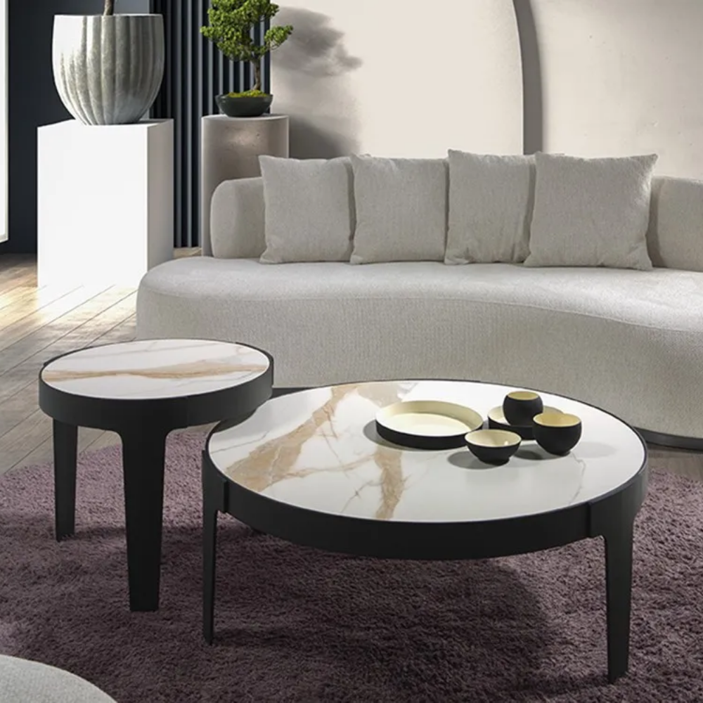 Mesa de centro modelo NC-K B Tapa porcelánico