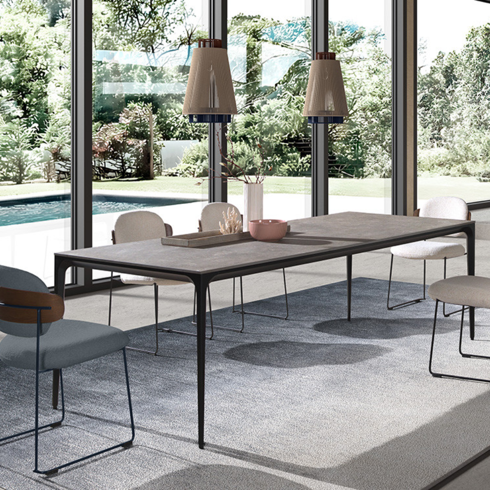 Mesa de Comedor Rectangular Modelo NC-KK FIX KER Tapa de Porcelánico