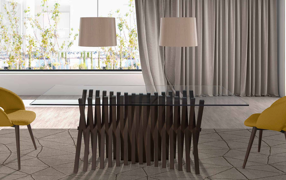 Mesa de Comedor Fija Tapa de Cristal