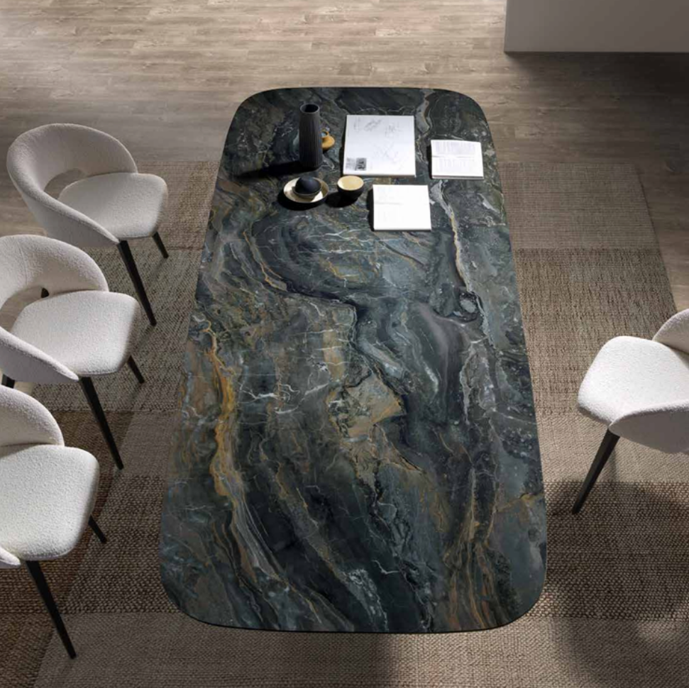 Mesa de Comedor Fija Modelo NC-LF FIX KER Tapa de Porcelánico
