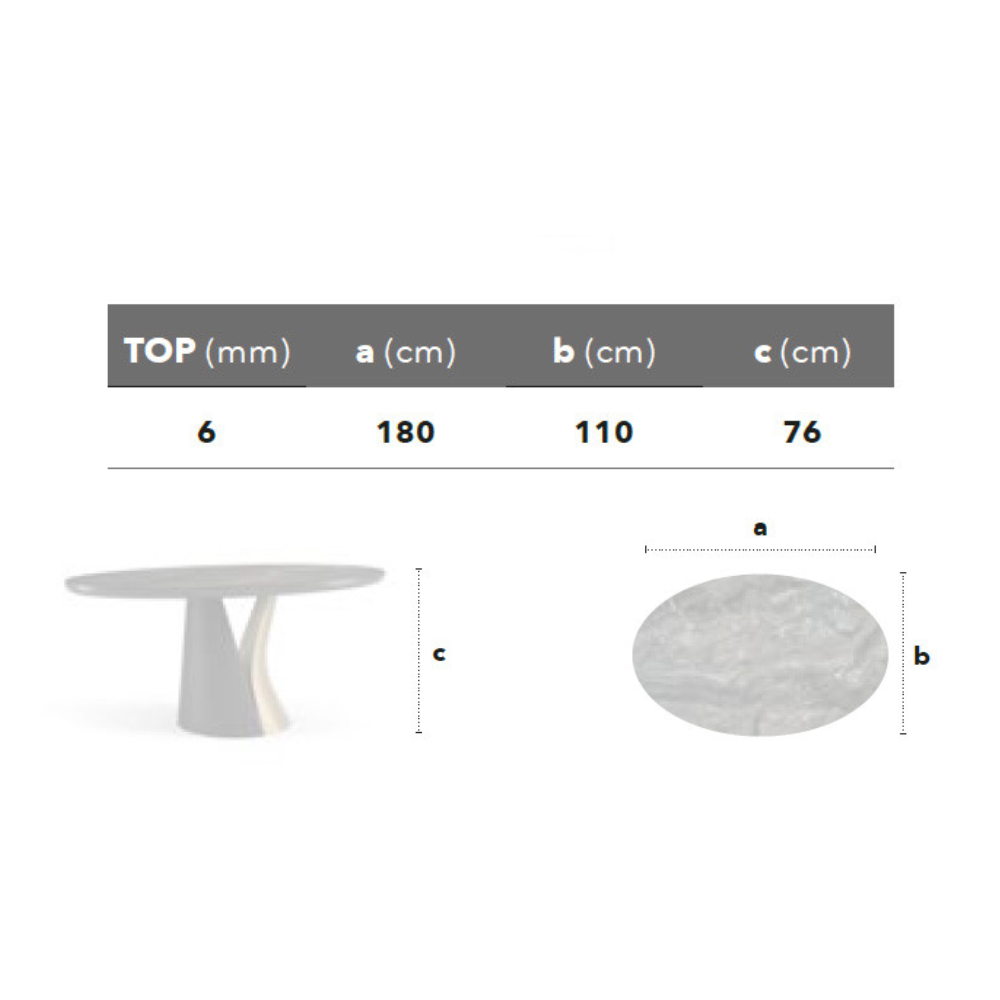 Mesa de comedor modelo NC-NV FIX KER Tapa porcelánico