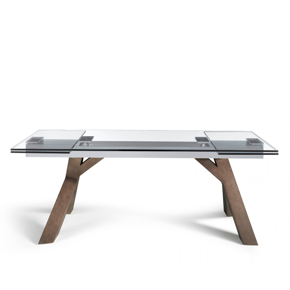 Mesa de Comedor Extensible Modelo NC-SH EXT GLASS Tapa de Cristal