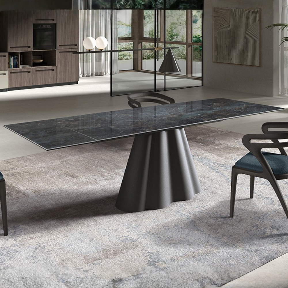 Mesa de Comedor Extensible Modelo NC-FLM EXT KER Tapa de Porcelánico