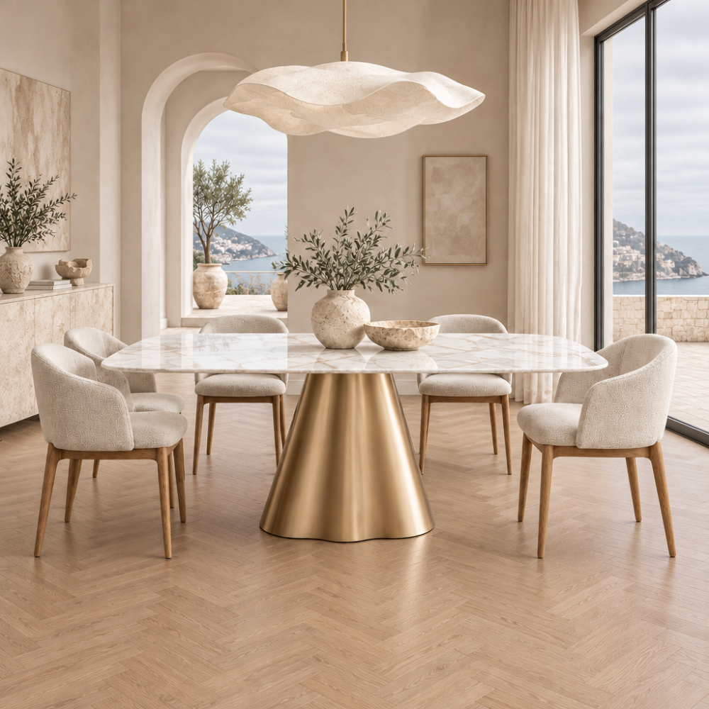Mesa de Comedor Modelo NC-FLM FIX KER Tapa de Porcelánico
