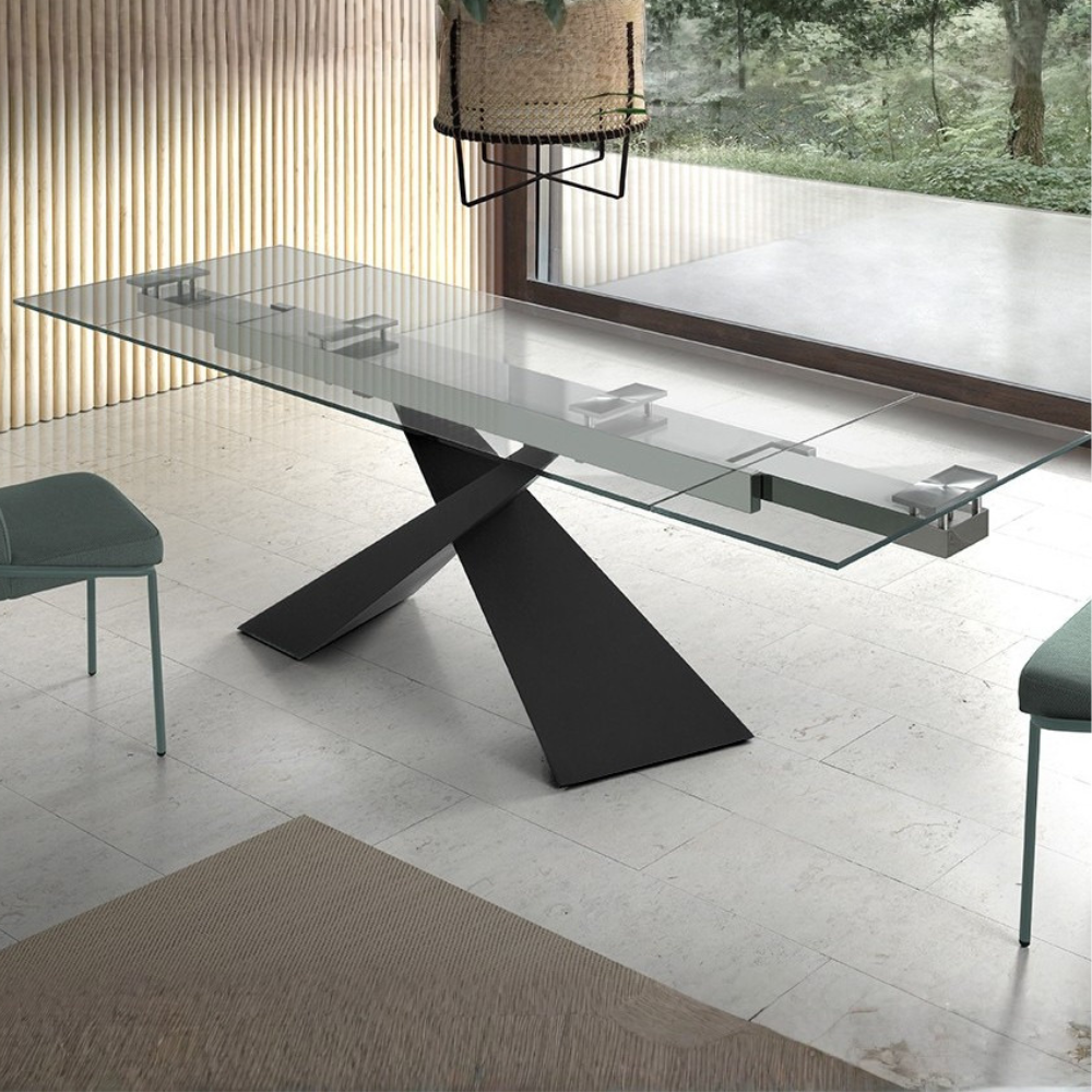 Mesa de Comedor Rectangular Modelo NC-JSPR EXT GLASS Tapa de Cristal
