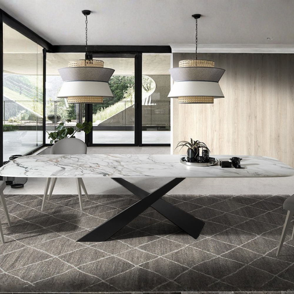 Mesa de Comedor Modelo NC-JSPR FIX KER Tapa de Porcelánico