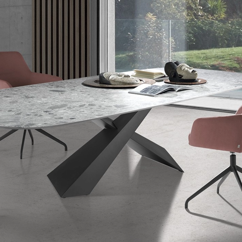 Mesa de Comedor Modelo NC-JSPR FIX KER Tapa de Porcelánico