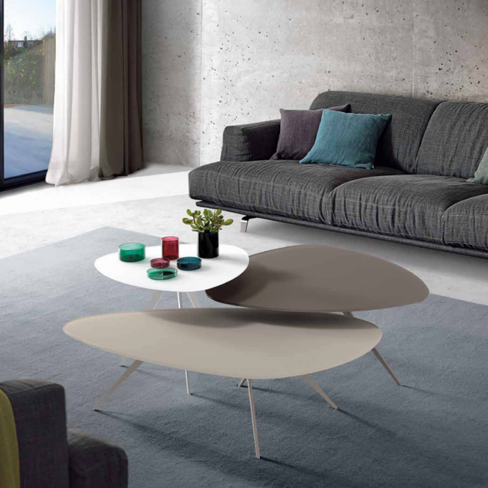 Set mesas centro de diseño tapa cristal mate