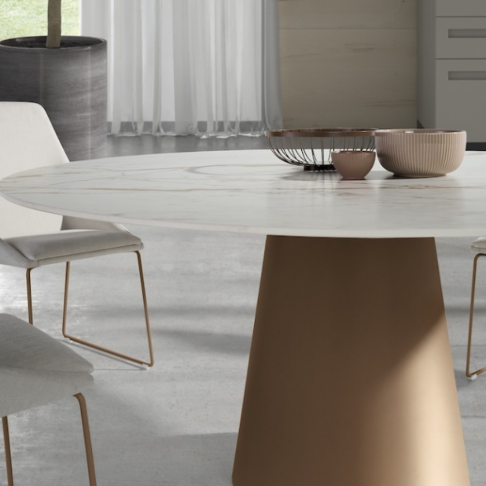 Mesa comedor de diseño circular modelo RTVG