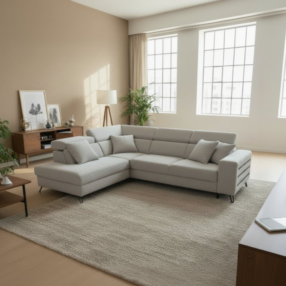Rinconera con cama italiana Tapizado en tela Crevin color Gris - SIDIVANI