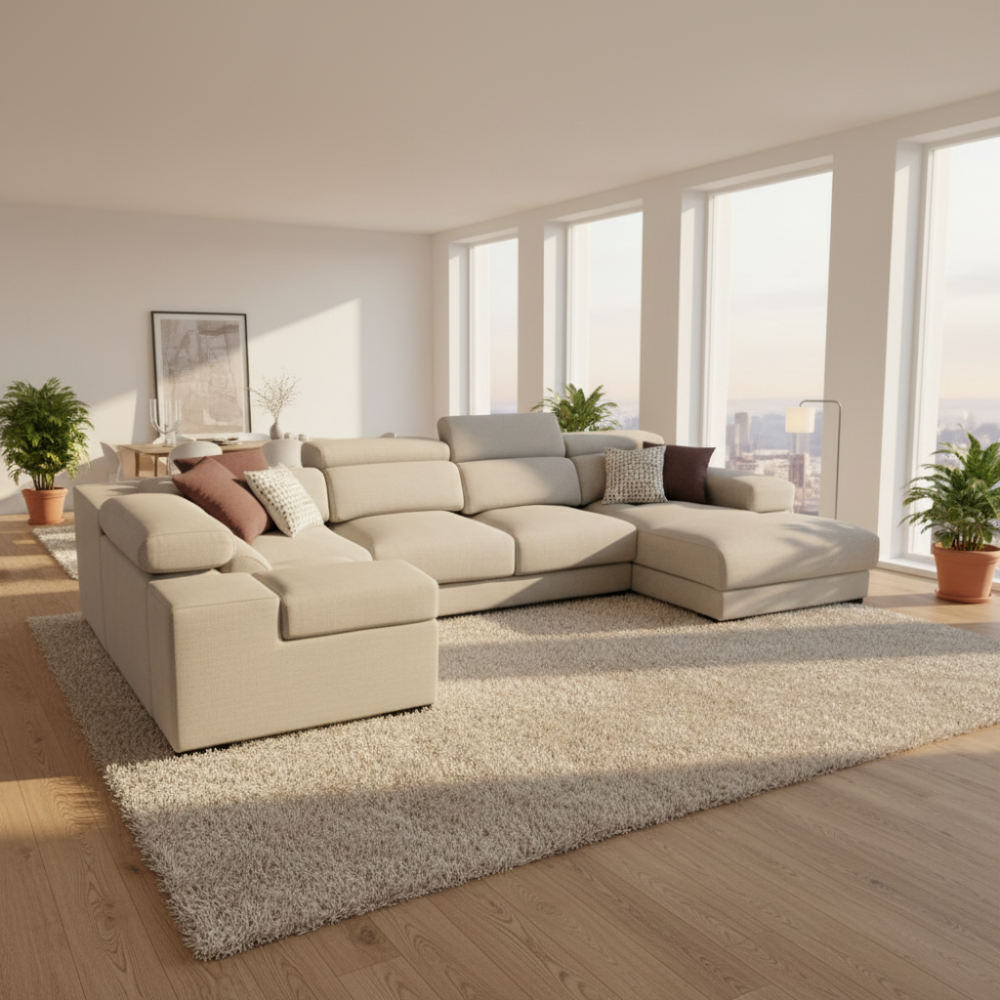 Rinconera con Chaiselongue modelo NOWO Tapizado en Tela antimanchas Disponible en nuestras tiendas de diseño Sidivani en Madrid y en nuestra web