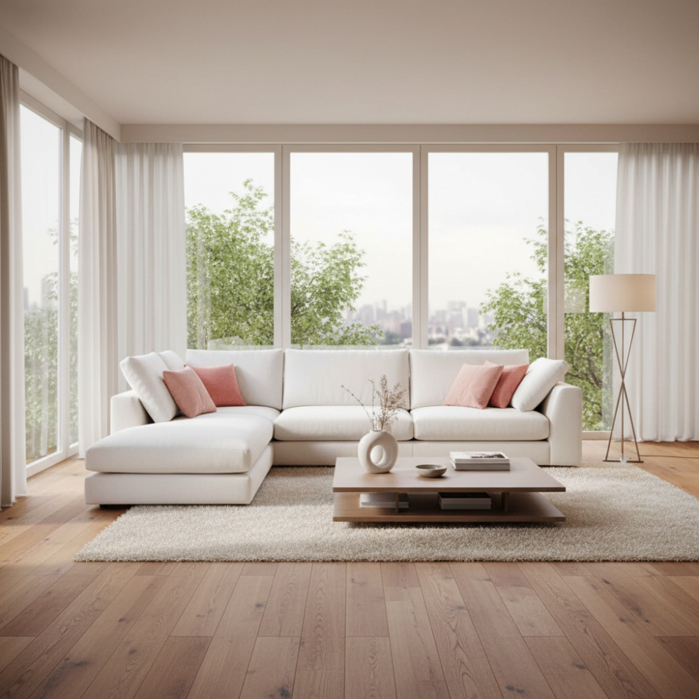 Rinconera de diseño abierto/meridiene modelo IBISSA tapizado Aquaclean