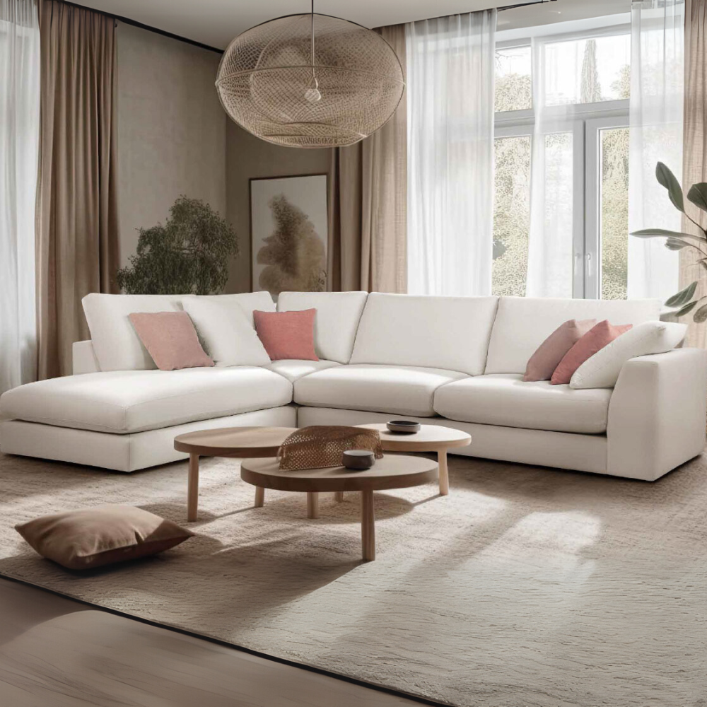 Rinconera de diseño abierto/meridiene modelo IBISSA tapizado Aquaclean