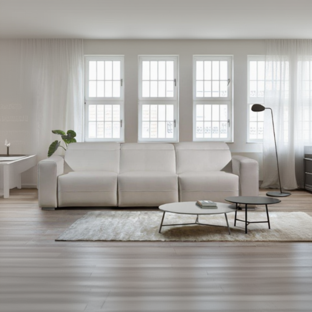 Sofá 3 asientos modelo RUGGIANI en piel con asientos fijos