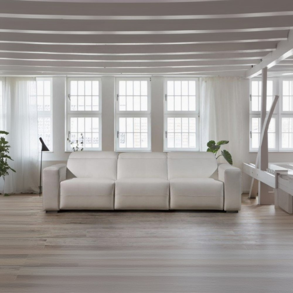 Sofá 3 asientos modelo RUGGIANI en piel con asientos fijos