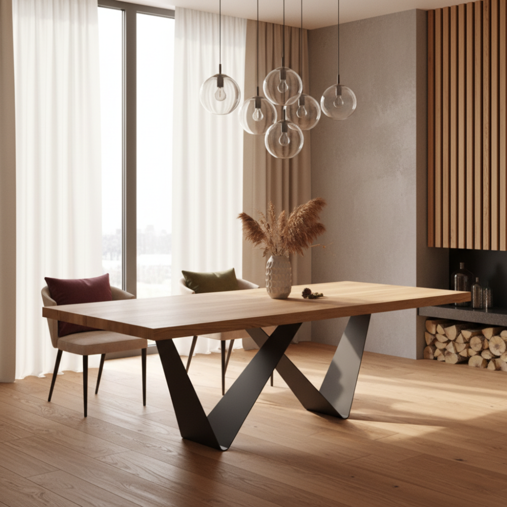 Mesa comedor de diseño Modelo Wuak tapa cantos en forma irregular