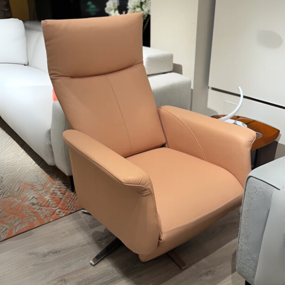 Sillón de diseño relax giratorio modelo THAIS en piel natural