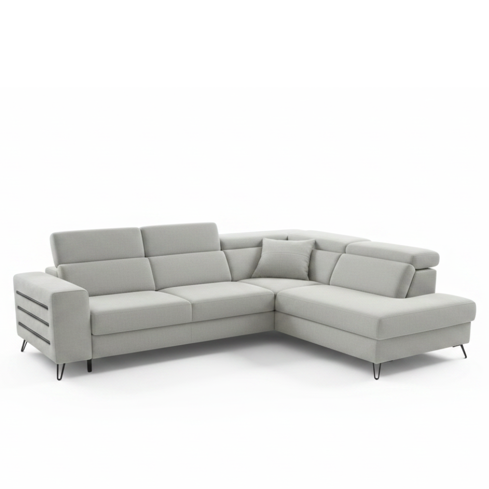 Rinconera cama con cabezales abatibles en tela Crevin color Gris - SIDIVANI