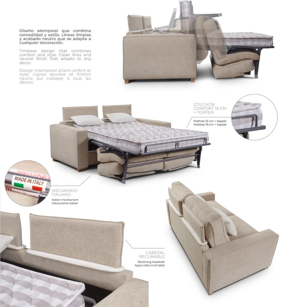Sofá cama apertura italiana modelo VEDRA