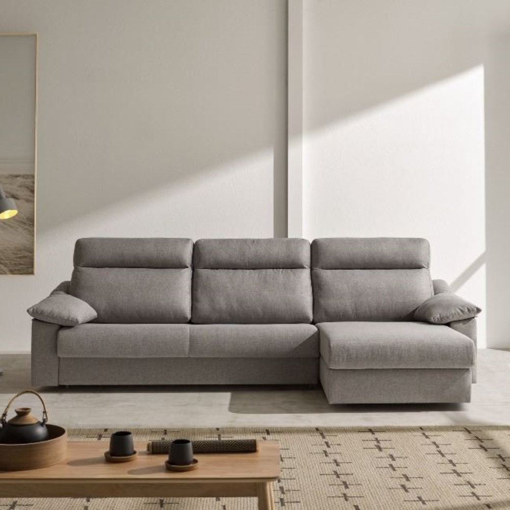 Sofá cama con chaiselongue modelo BERTON tapizado Aquaclean