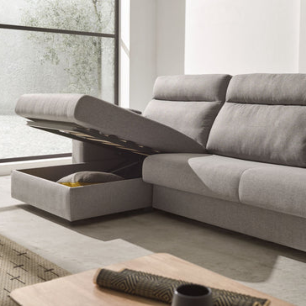 Sofá cama con chaiselongue modelo BERTON tapizado Aquaclean