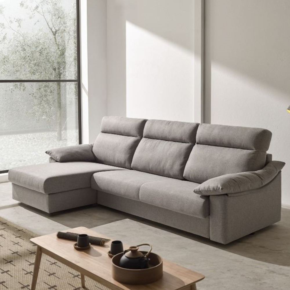 Sofá cama con chaiselongue modelo BERTON tapizado Aquaclean