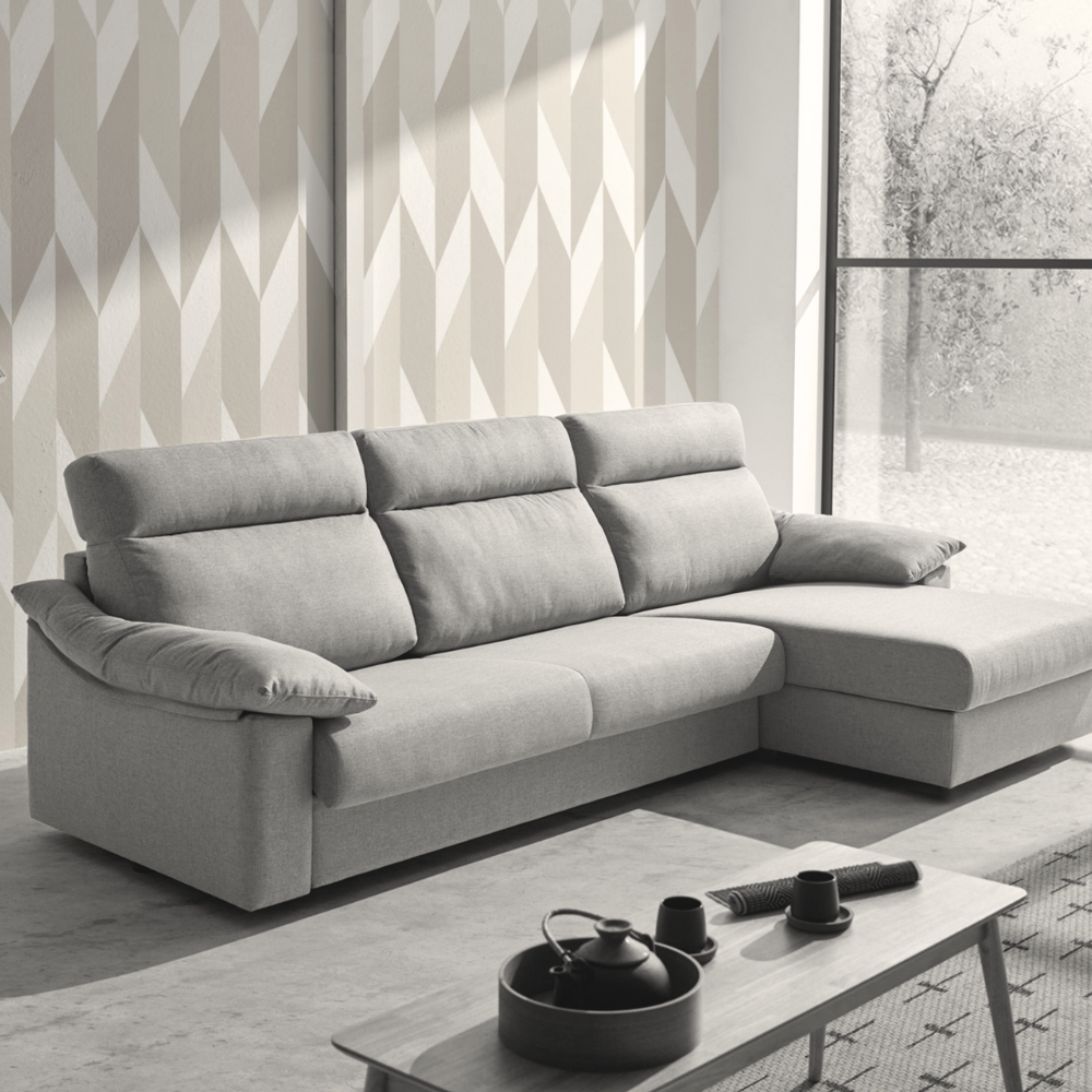 Sofá cama con chaiselongue modelo BERTON tapizado Aquaclean