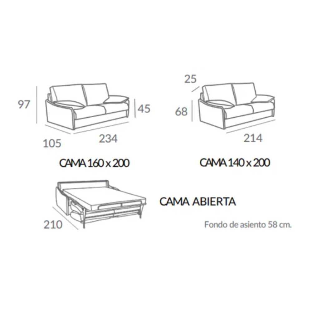 Sofá cama modelo NIGMA con sistema Italiano