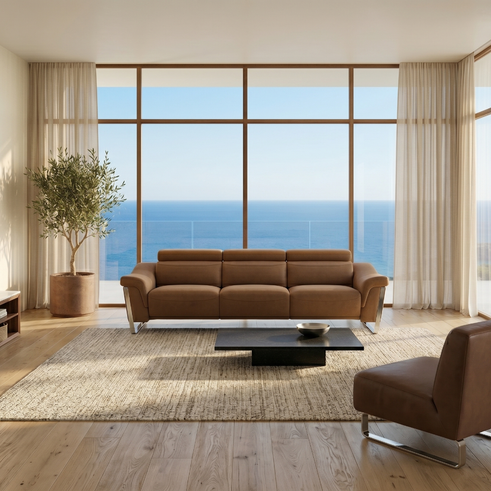 Sofá relax con cabezales manuales modelo CINOVA Tapizado Aquaclean
