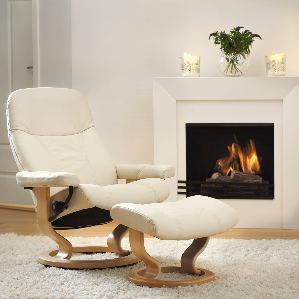 Sillon modelo CONSUL Classic Plus™ System de STRESSLESS en piel Paloma