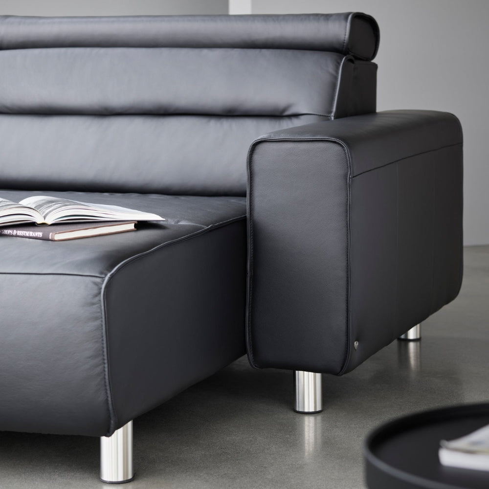 Sofá chaiselongue (L) Long Seat modelo EMILY Stressless® Power™ Brazo Ancho piel Paloma
