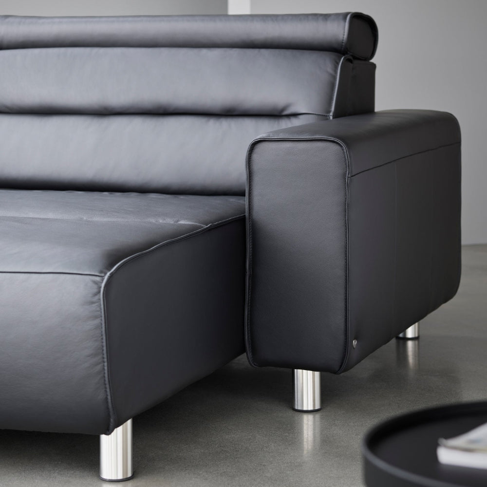 Sofá chaiselongue (L) Long Seat modelo EMILY Stressless® Power™ Brazo Ancho piel Paloma