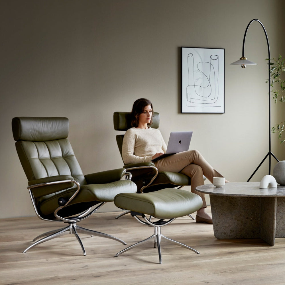 Sillón de Stressless® modelo LONDON Pie Star base Plus™ System BalanceAdapt™ piel Batick