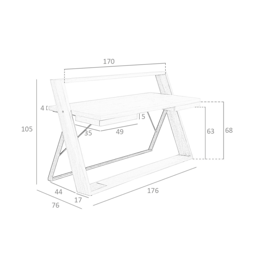 Escritorio oficina de madera Nogal y acero negro