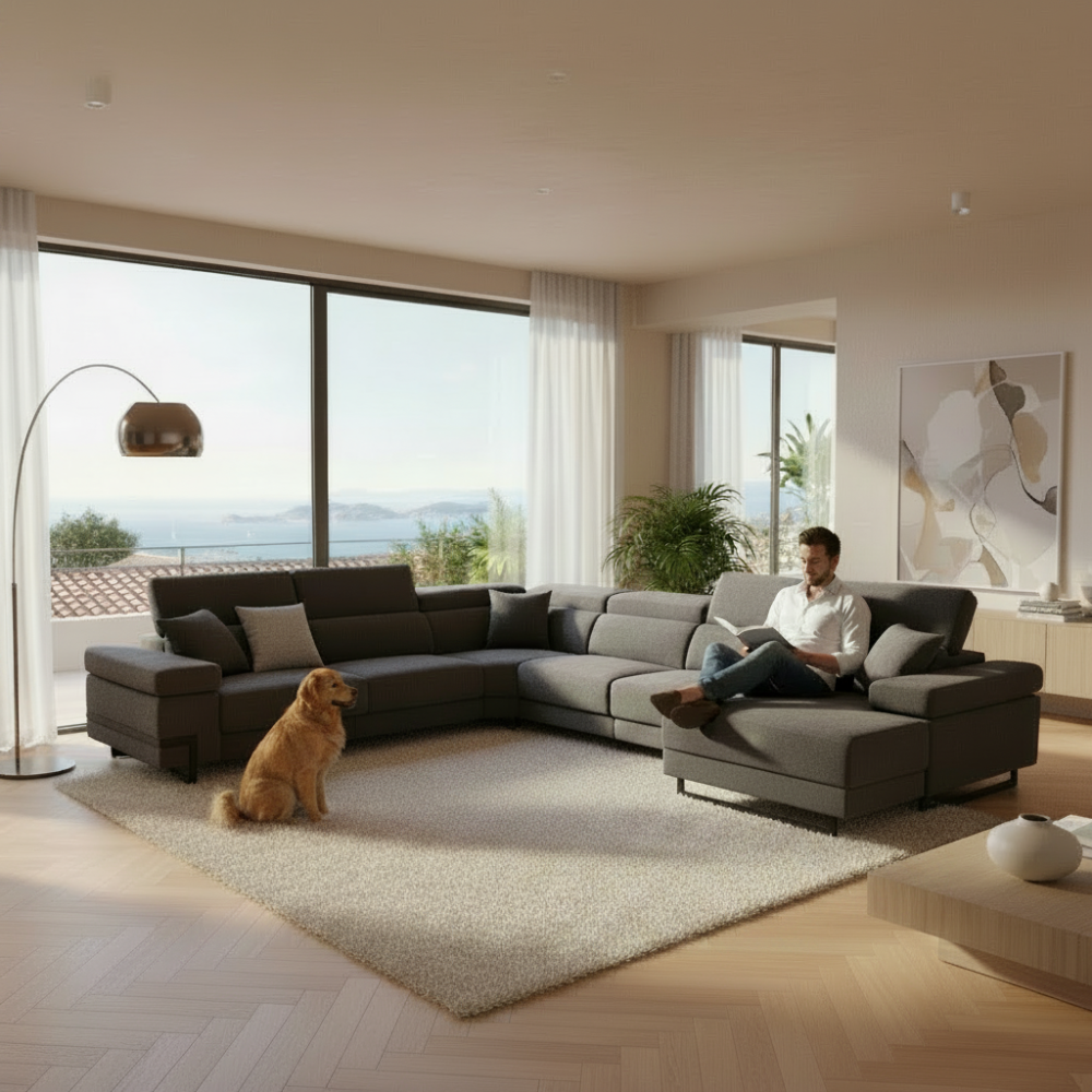 Rinconera con Chaiselongue modelo ACAPULCO Tapizado Aquaclean apto para masctotas