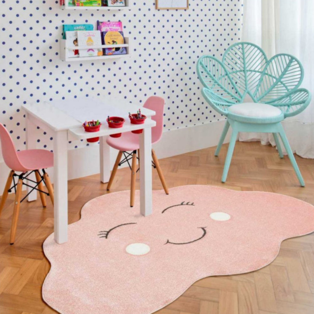 Detalle tejido alfombra nube rosa intantil 2