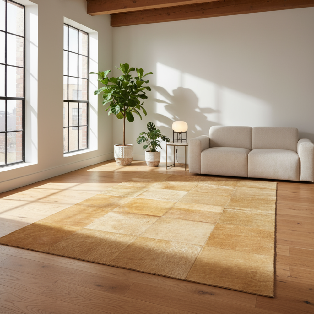 Alfombra de diseño en piel Leather Patchwork dibujo E