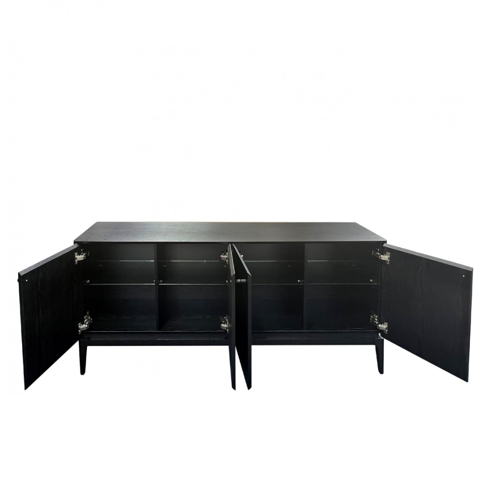 Aparador de Roble Negro con 4 Puertas y Estanterías