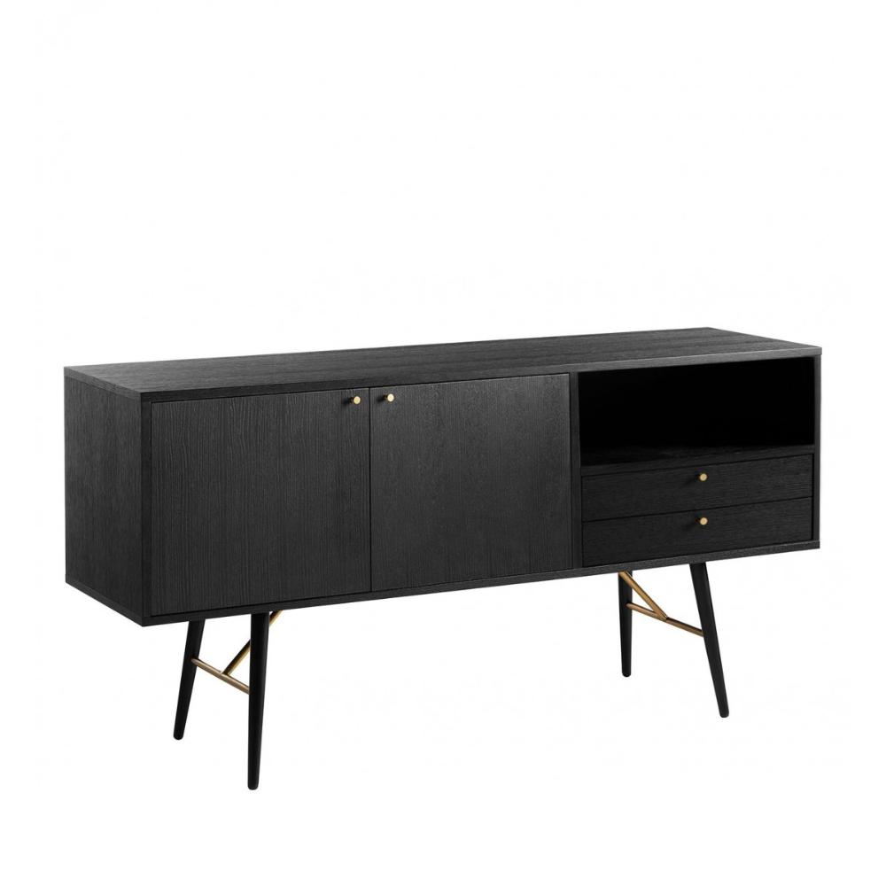 Aparador Negro y Oro 2 Puertas y 2 Cajones