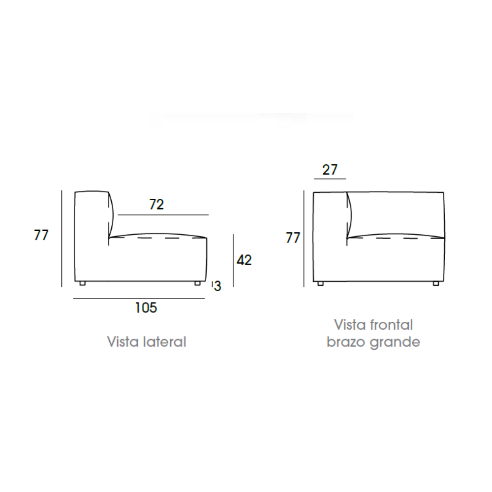 Chaiselongue de diseño modular convertible modelo BABAR