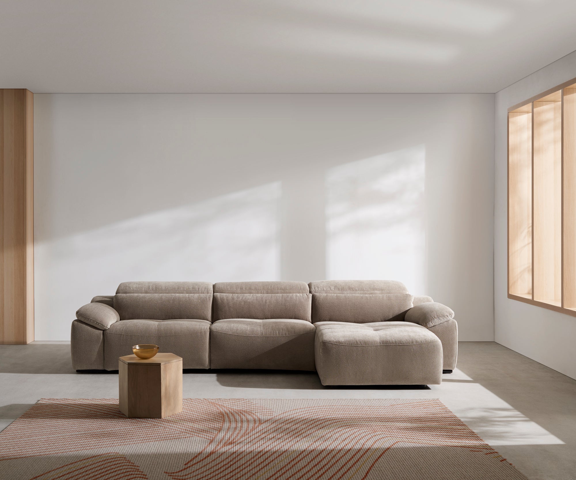 Chaiselongue BOSSANOVA con asientos relax y brazo almohada Tapizado Crevin