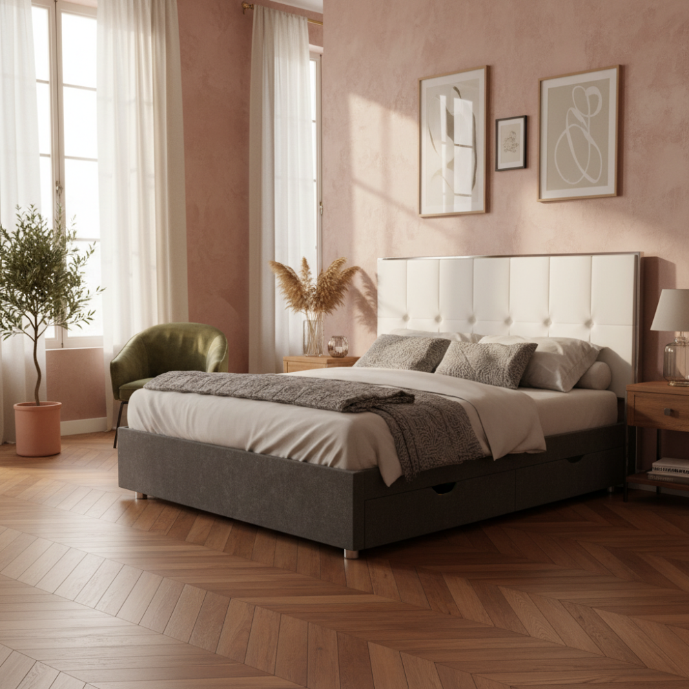 Cabecero de cama con capitoné modelo 4800 Blanco