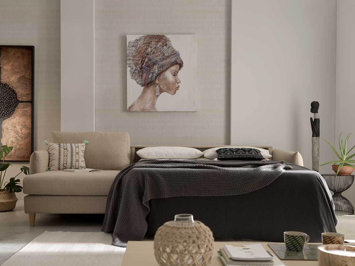 Sofá cama con Chaisselongue almacenaje modelo MINIMAL