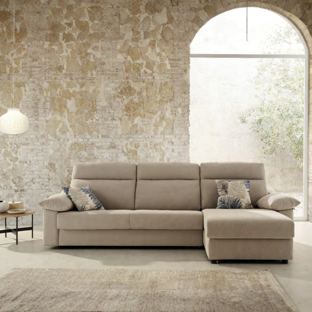 Sofá cama con chaiselongue apertura italiana modelo BERTON de entrega Express