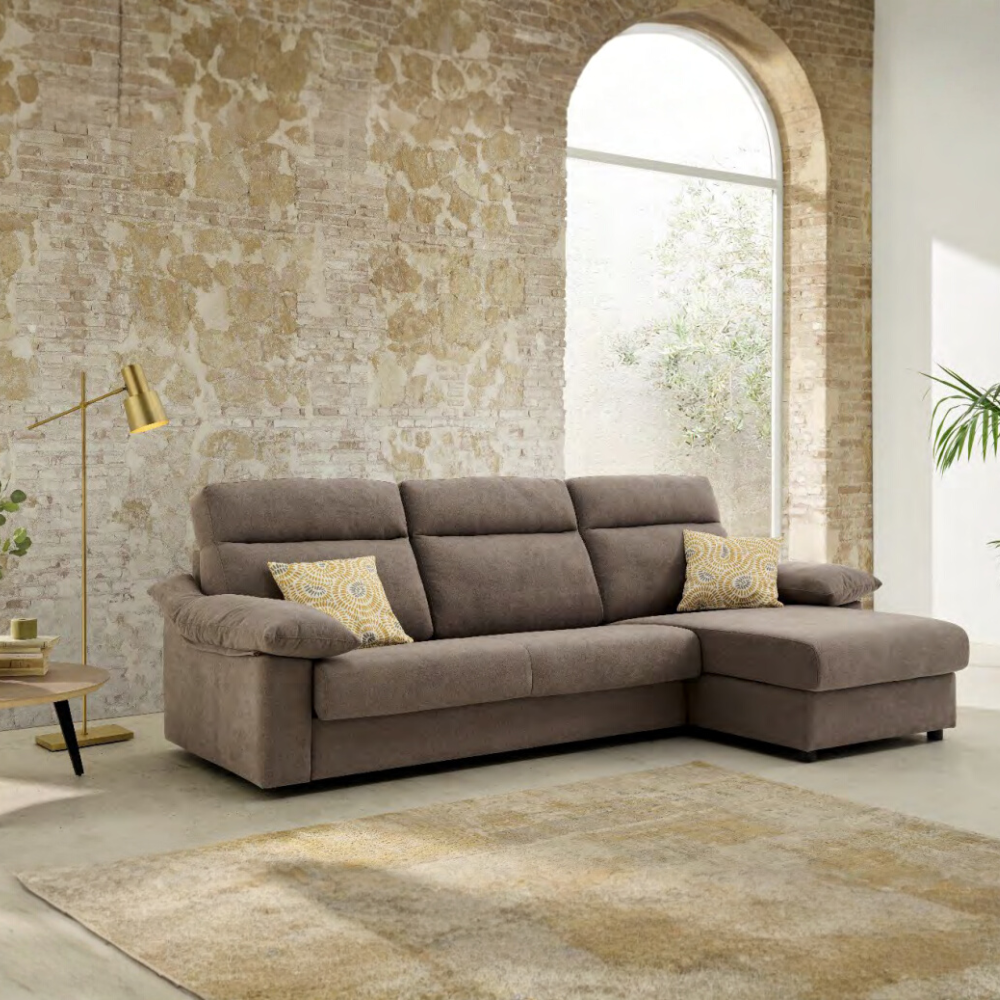 Sofá cama con chaiselongue apertura italiana modelo BERTON de entrega Express