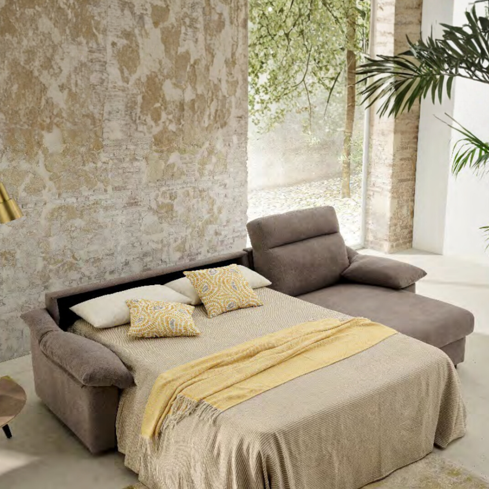 Sofá cama con chaiselongue apertura italiana modelo BERTON de entrega Express
