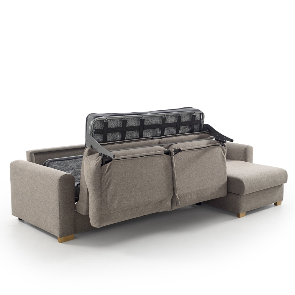 Sofá cama con chaiselongue modelo FARO con apertura Italiana Tapizado Aquaclean
